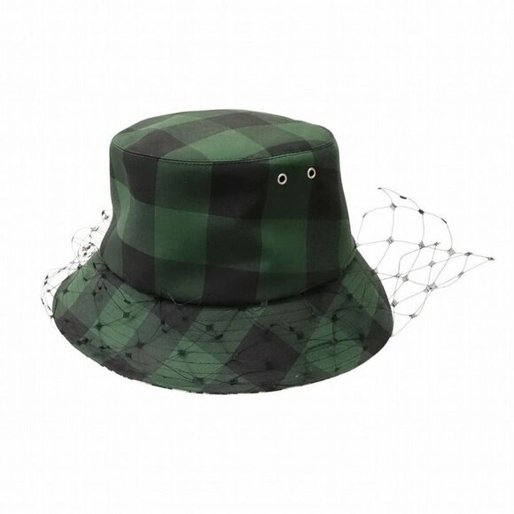 Christian Dior Check Pattern Bucket Hat Bucket Veil Bob Hat Tulle Oblique Green main image 10